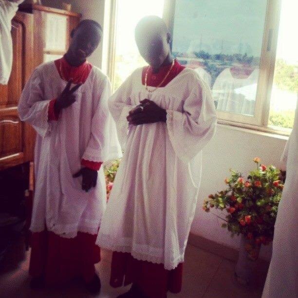 McMaine and McKenzie as young altar servers